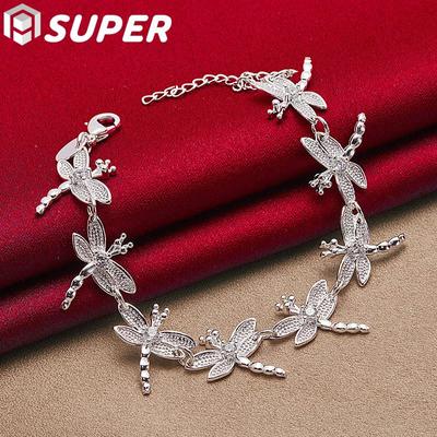 Bracelet en argent Sterling 925 avec 8 libellules, chaîne complète en Zircon AAA, bijoux