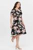 Women's Big Size Dress Floral Patterned Viscose Basic Short Sleeve Dress