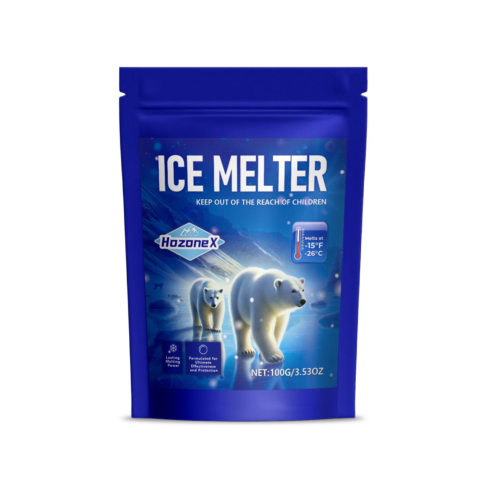 Ice-melting agent. Cleaning and de-icing of winter snow and ice. Concrete de-icing agent for low temperatures