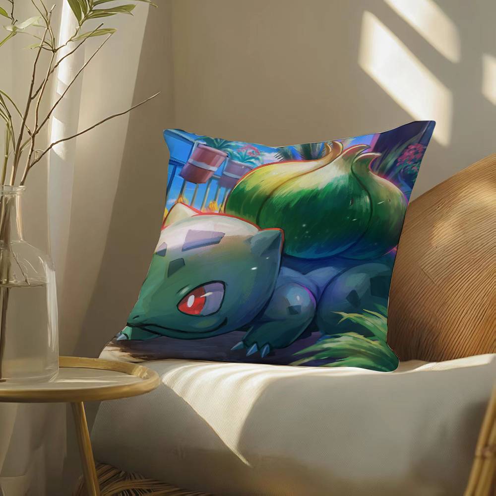 Pokemon Gym Leader Collection Anime Plush Pillow Cover Soft Short Plush Cushion Cover For Sofa Bedroom Home Decor Gift