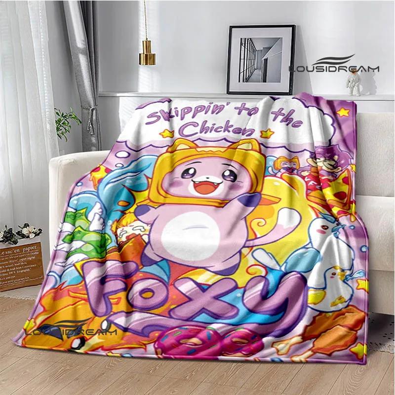 Lankybox Foxy Boxy cute Printed blanket picnic blanket Flannel Warm blanket Soft Cozy Blanket Home travel blanket Birthday Gift