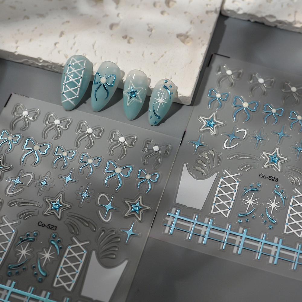 3D Jelly French Fairy Bow Nail Stickers – Self-Adhesive Nail Art