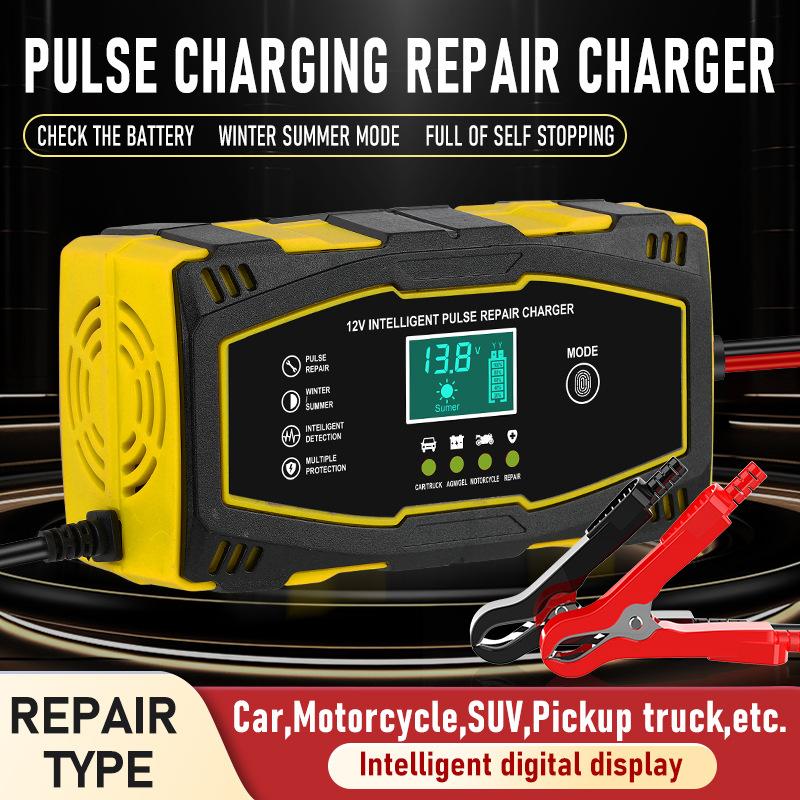 12V 6A Car Battery Charger Smart Pulse Repair for Motorcycle Automotive US Plug