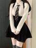 Dress Set for Top and Landmine Long or Short White Ribbon and Suspender School Harajuku Fall Photo [SDSXZWG] Mass-Produced Women, Bottoms, Tie, Style,