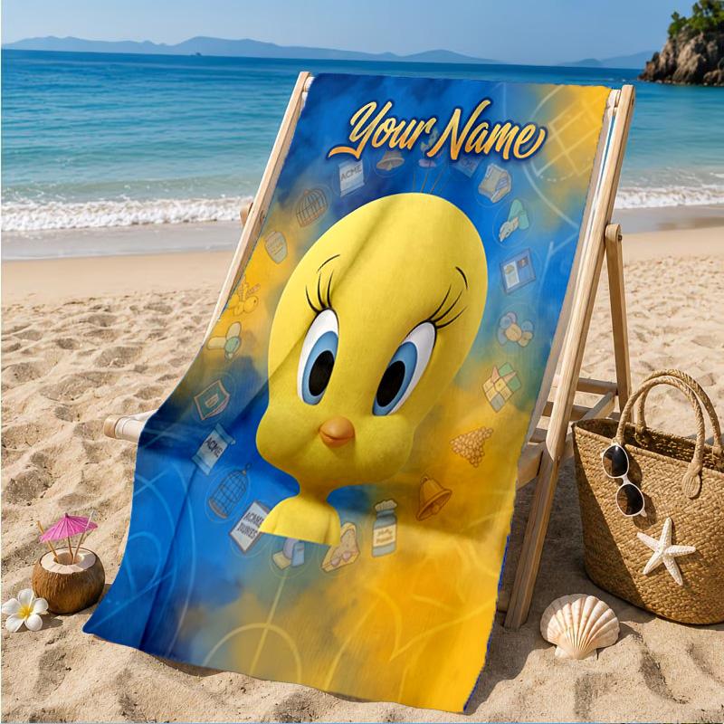 Custom Name Taz-Mania Devil's Roar Personalized Microfiber Beach Towel, Quick-Dry, Ideal for Summer Travel, Beach Essential, Swimming