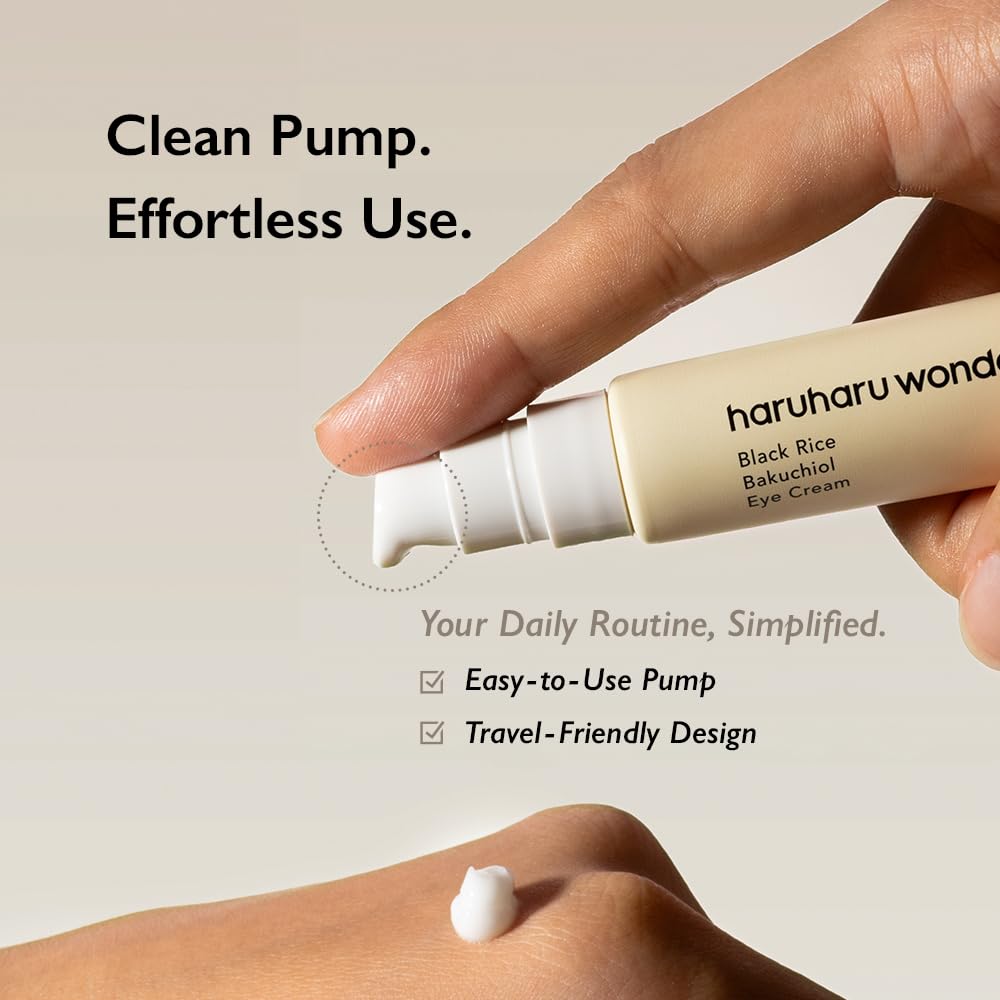 Haruharu Wonder Black Rice Bakuchiol Eye Cream oz 20ml Natural Retinol Alternative 0.67 fl. / Anti-Wrinkle, Cruelty-Free, EWG-Green