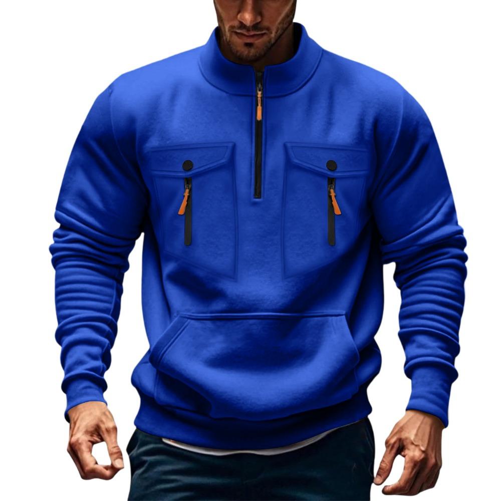 Autumn and Winter Men's Hoodie Zipper Hooded Sweatshirt Sports Casual Cardigan Jacket with Multiple Pockets Hooded
