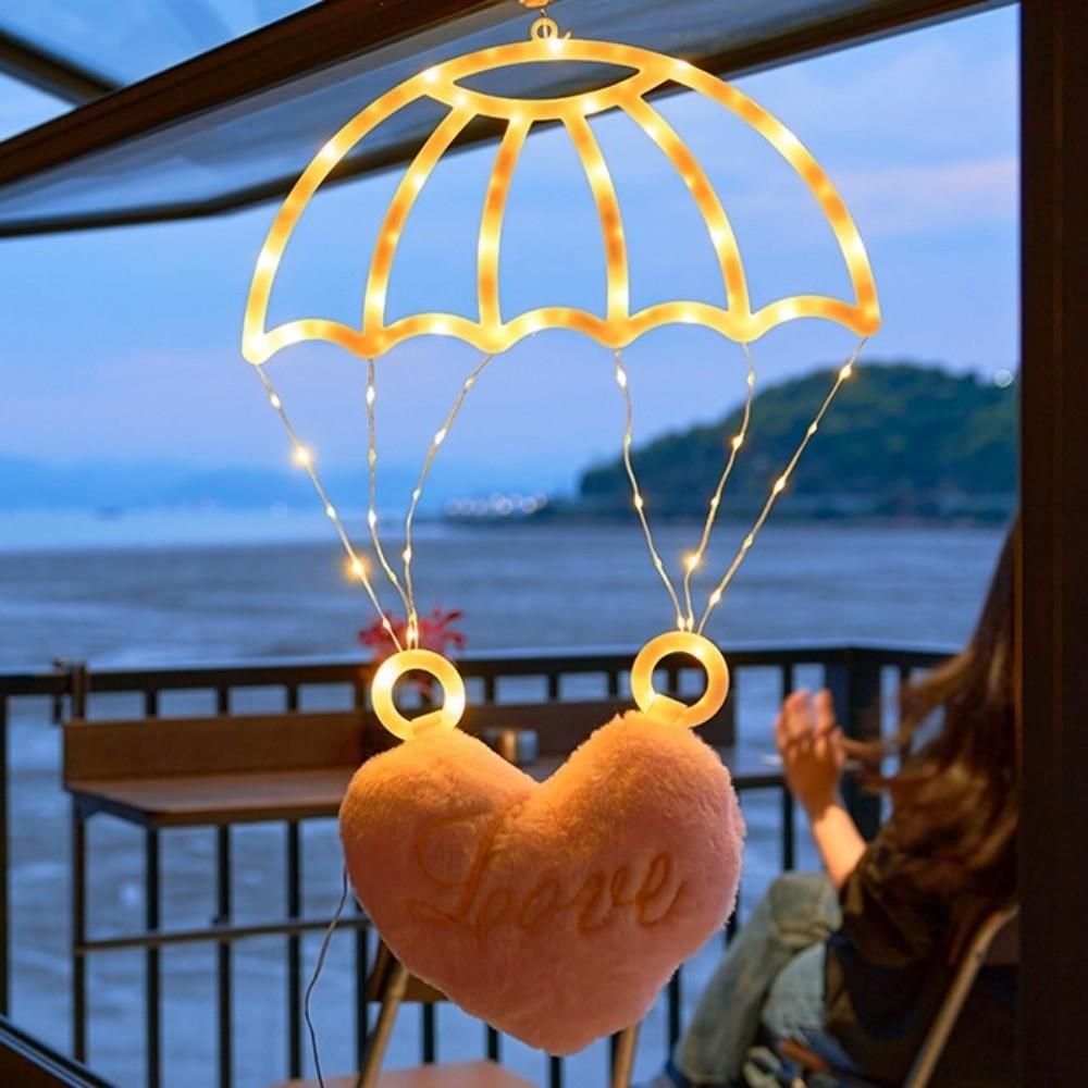 Warm/Colorful Light Parachute Star Lantern Pink Heart Festival Decorative Lights  Exterior Wall