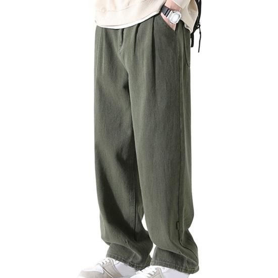 Wide-Leg Retro Style Breathable Versatile Long Loose Solid Color All-match Straight Trousers