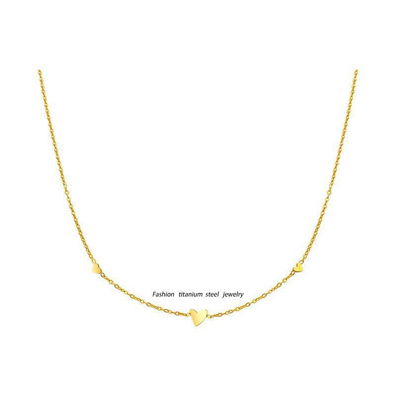 Titanium Steel Heart Pendant Necklace for Women – Elegant Collarbone Chain, Various Shapes, Light Luxury Style, 2026 Short Student Summer.