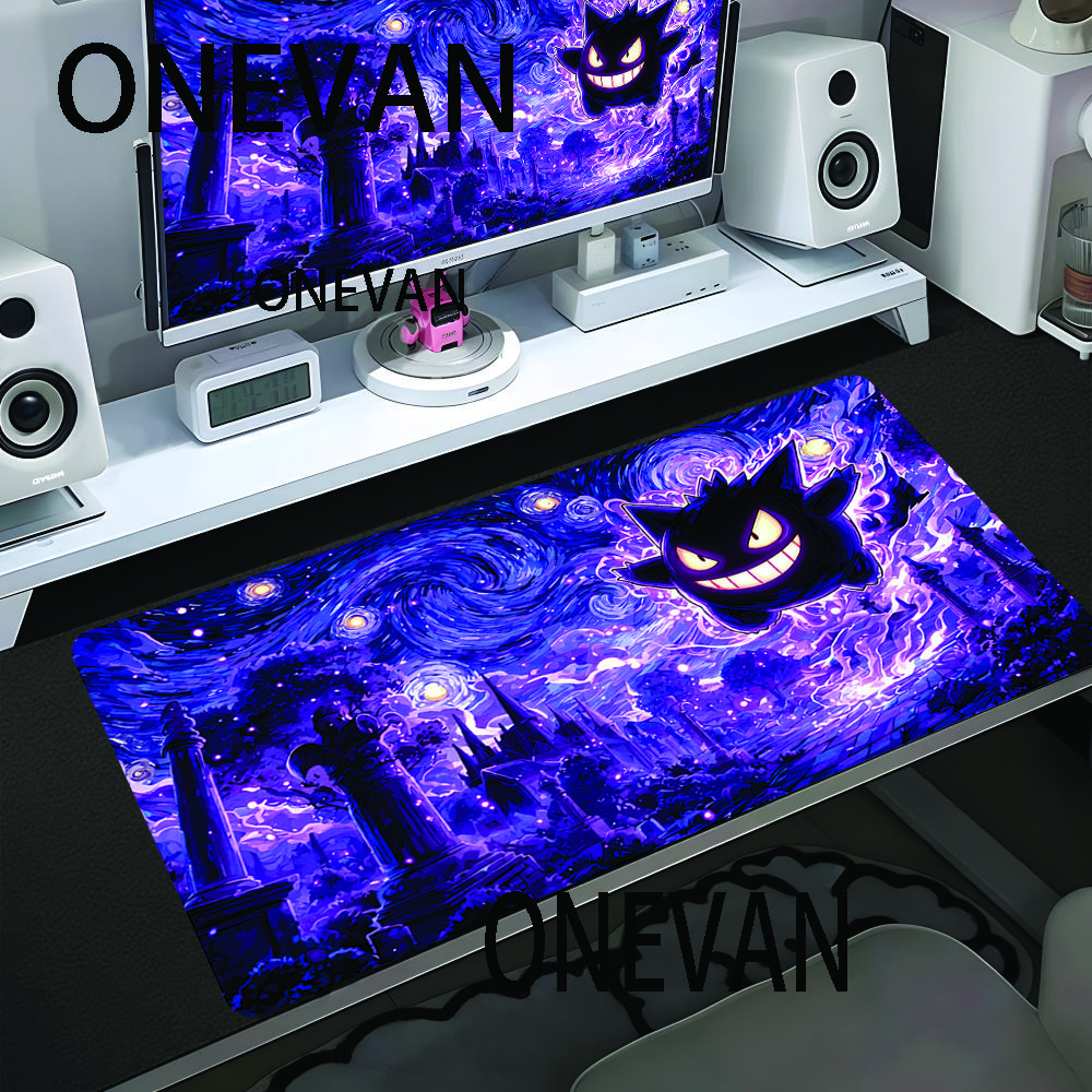 Large Gaming Mousepad Anime Gengar Mouse Pad NonSlip Natural Rubber Base Extended Desk Mat for Computer Laptop PC Gamer Mats