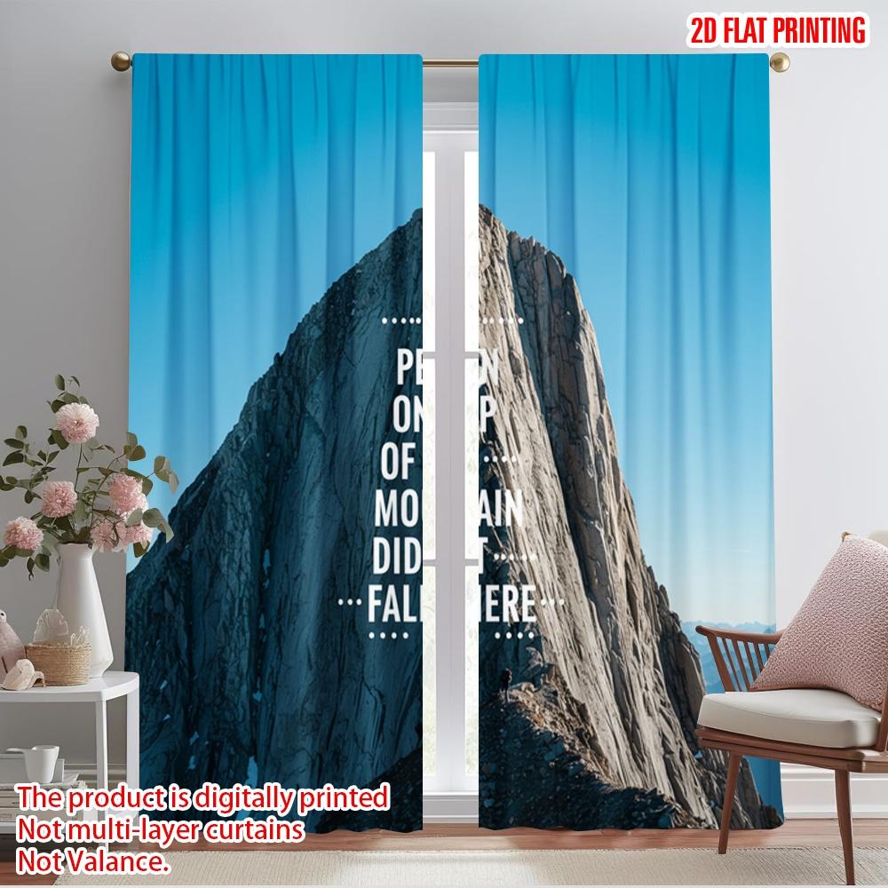 

2pcs 2D flat printing Curtains Mountain Peak Success Achieved Polyester Without Electricity All Season Party & Holiday Decor Use 52.50×116.00 CM 2pcs