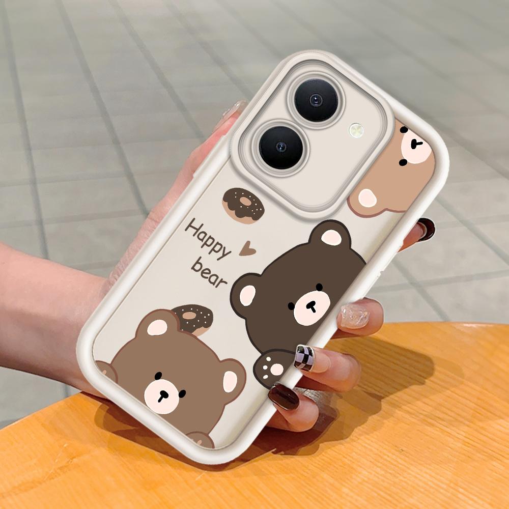 

М яка силіконова квадратна драбина з малюнком для телефону Корпус телефону Повне покриття Камера Протиударний захист Гумовий чохол для Vivo Vivo Y02S білий