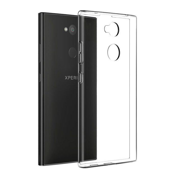 Coque et tour de cou pour Xperia L2 - TPU Souple Transparent Cordon Noir réglable Phonillico®