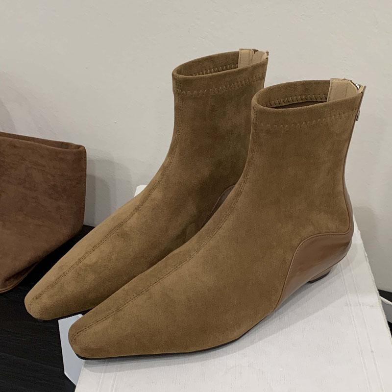 Eilyken Nowa Jesień Zima Moda Szpiczasty Nosek Niskie Obcasy Damskie Botki do Kostki Zwięzły Zamek Błyskawiczny Punk Damskie Buty