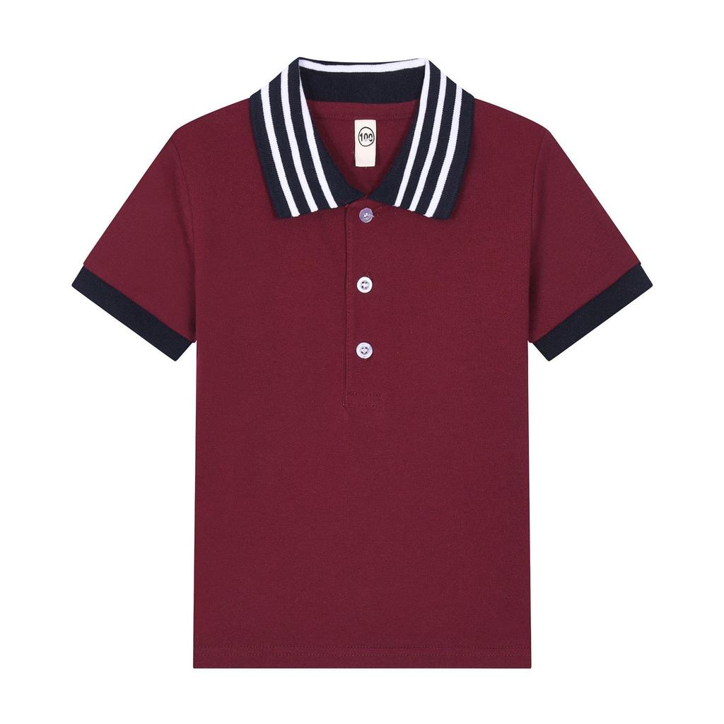 Children's Long-Sleeve White Cotton Polo Shirt for Elementary School Boys and Girls