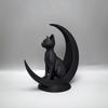 1‑Pack 3D‑Printed Minimalist Cat‑on‑Moon Figurine, Creative Desktop & Garden Ornament, Modern Home Decor, Birthday and Holiday G
