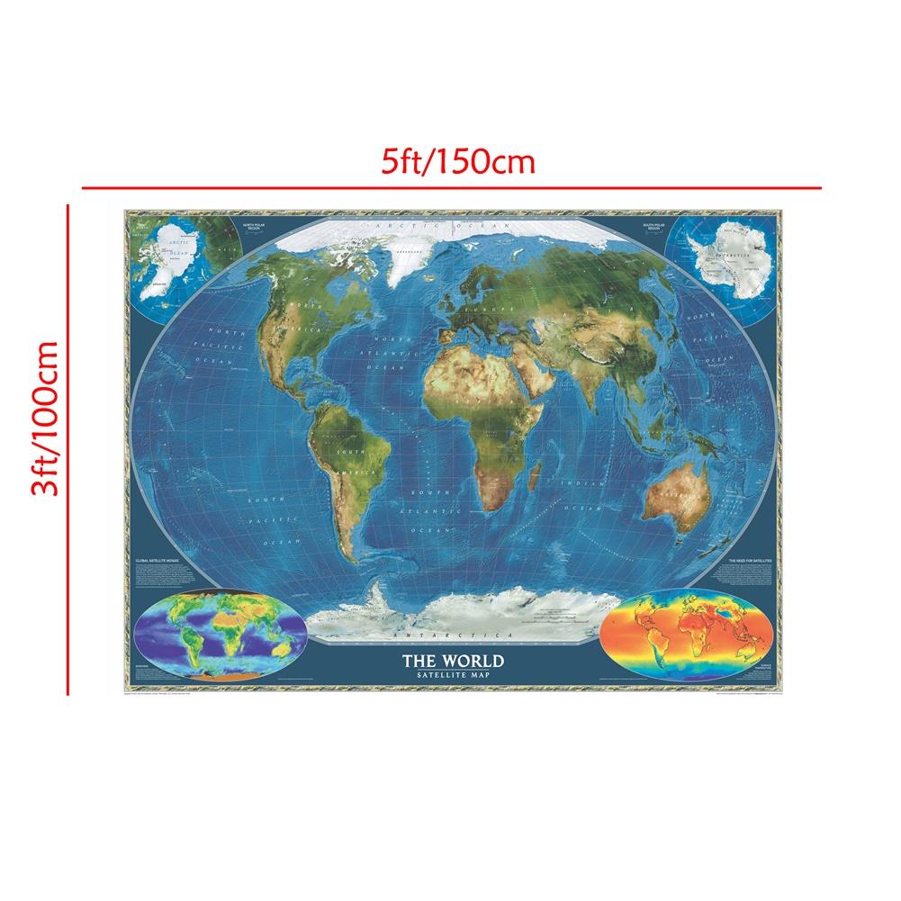 Home Decor World Map - Geographical Map Without National Flag Series Map Poster Prints Wall Art Living Room Decor