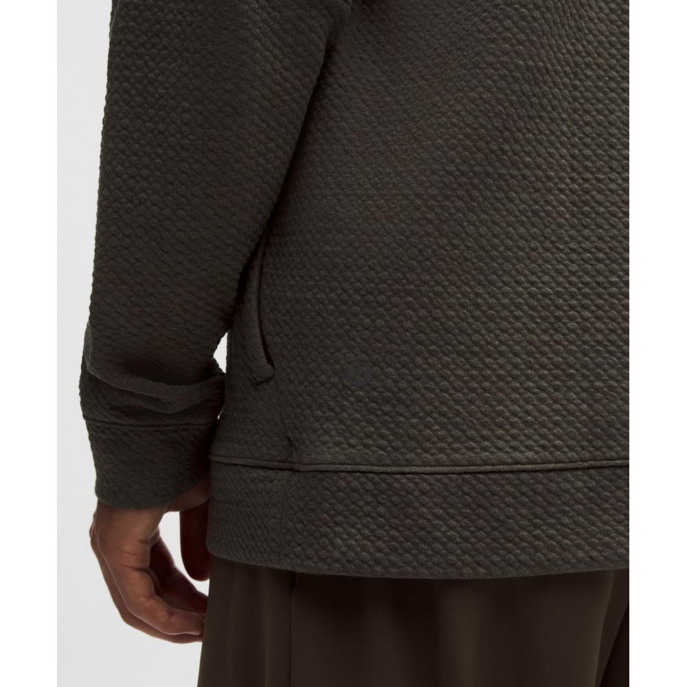 Lululemon Textured Double Knit Cotton Hoodie Heathered Olive Brown Black