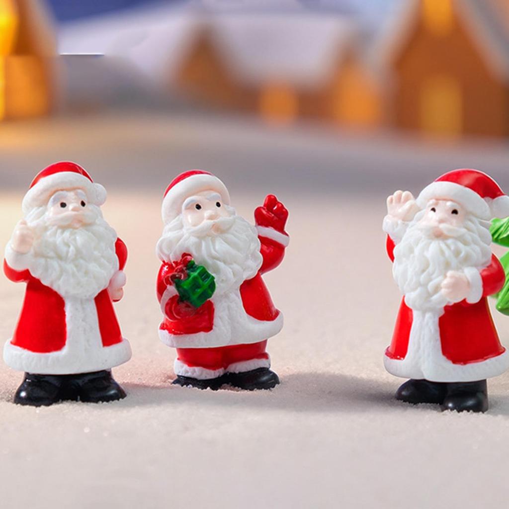 Santa Claus Decor Compact Resin Santa Claus Sculpture Resin Christmas Miniature Statue For New Year Holiday Home Garden Backyard