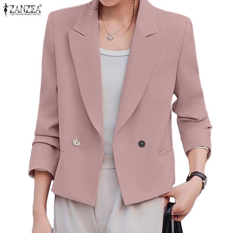 ZANZEA Women Casual Notched Lapel Long Sleeve Loose Thin Cardigan Tops