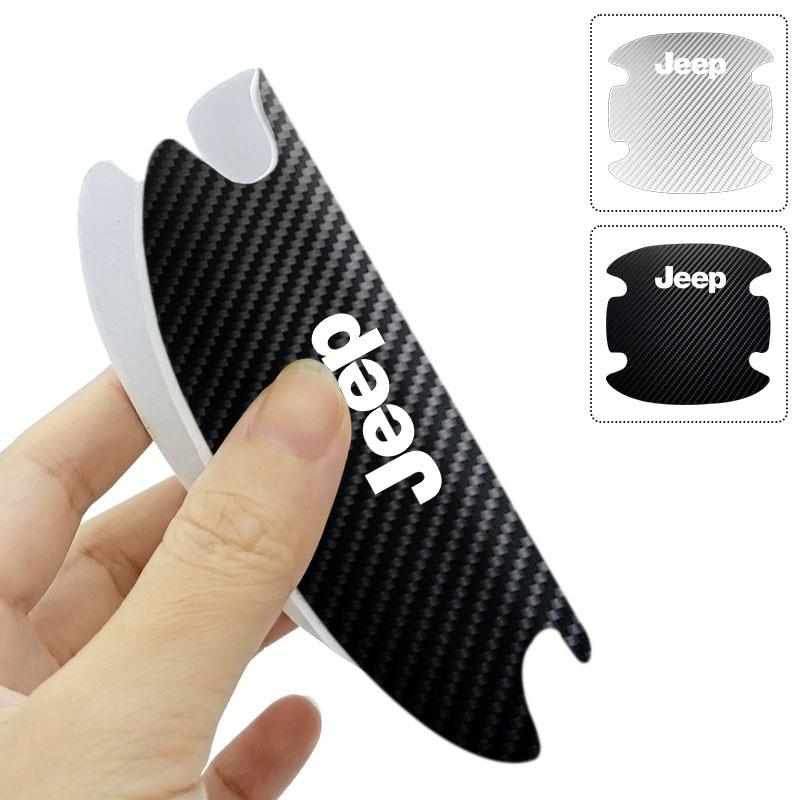 4 Stück Auto Türgriff Schutzaufkleber Emblem Autodekoration Styling für Jeep Compass Gladiator Grand Cherokee Zubehör Renegade Wrangler