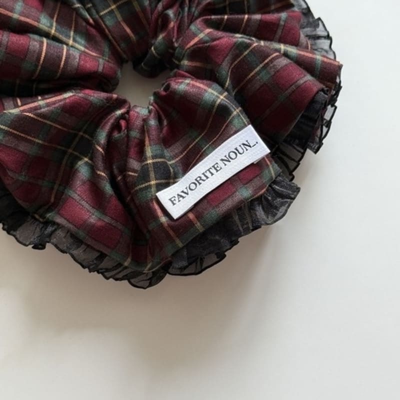 Favorite Noun Tartan Scrunchies_Red