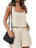 New Women's Outwear Set Linen Shorts Sleeveless Top Vest