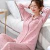 Women's Long Sleeves Pajamas Set Spring Autumn Printed Floral Suit Loose Breathable Home Wear Pants Blouses Two Piece Set