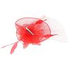 Ladies Gauze Hat Bridal Wedding Birdcage Fascinator   Hair Accessory (Red)