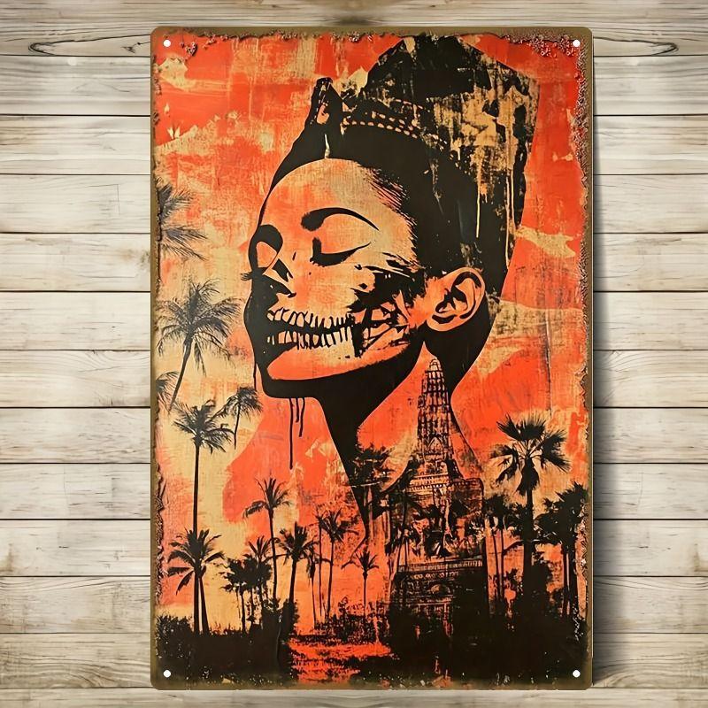 Vintage Ägyptisches Blechschild Wandkunst Heimdekor Metallposter Hängendes Schild