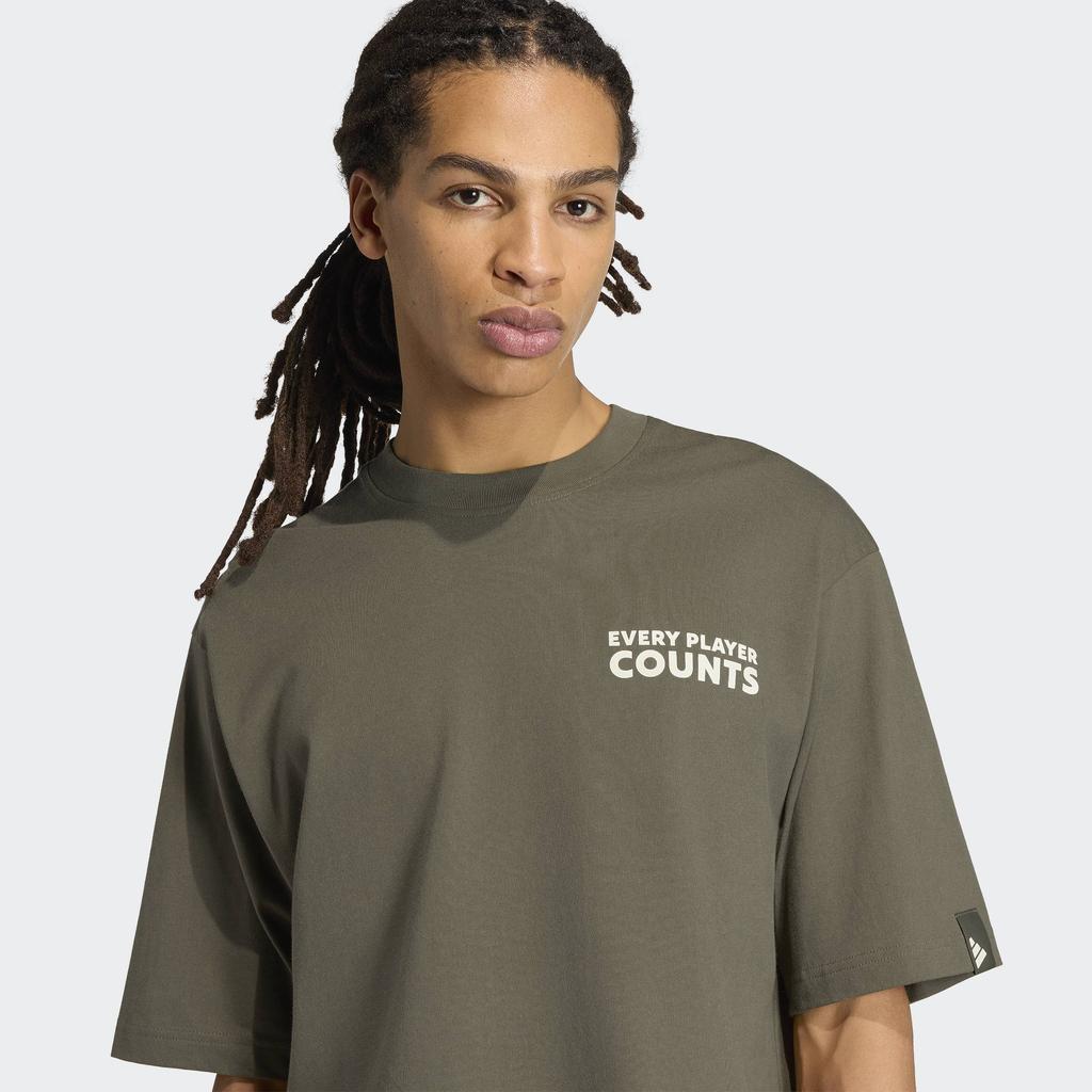 adidas VERBIAGE T Shirts Men's Strata Olive Green Crew Neck Moderate