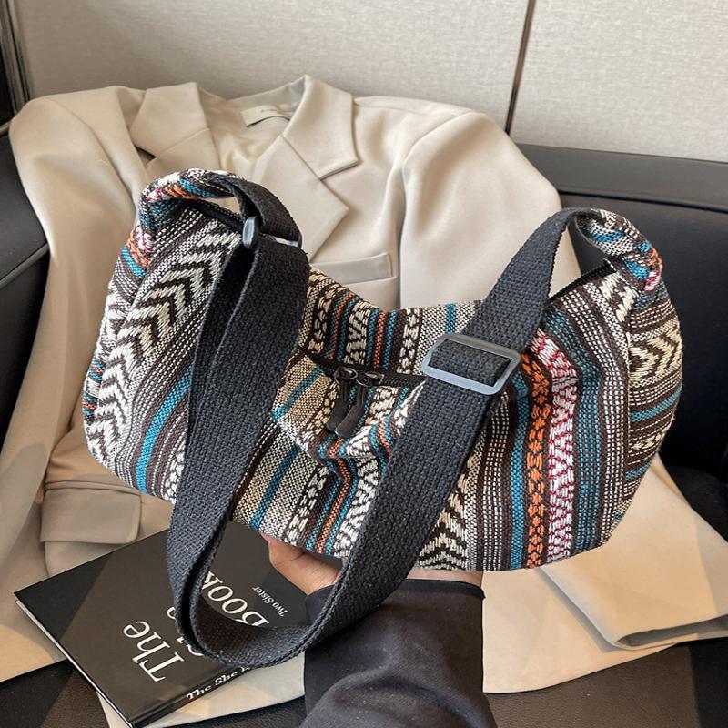 1Pcs Tribal Style Shoulder Bag Foldable Crossbody Striped Pattern Flag Theme Hand Washable Crossbody Bags