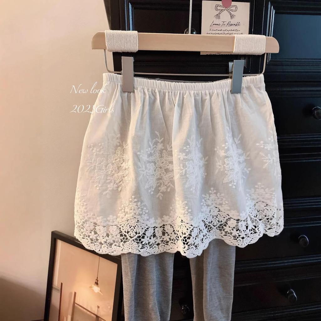 Autumn/Winter 2025 Shark Pants: Pure Cotton Lace Butt & Hip Cover Half Skirt Layer