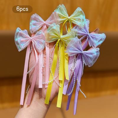 6 pinces à cheveux colorées en ruban à nœud adaptées pour un usage quotidien, accessoires pour cheveux, pinces, couvre-chefs