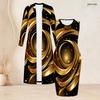 Women Plus Size Two Piece Dress Set Long Sleeve Open Front Cardigan Sleeveless Printed Bodycon Dress