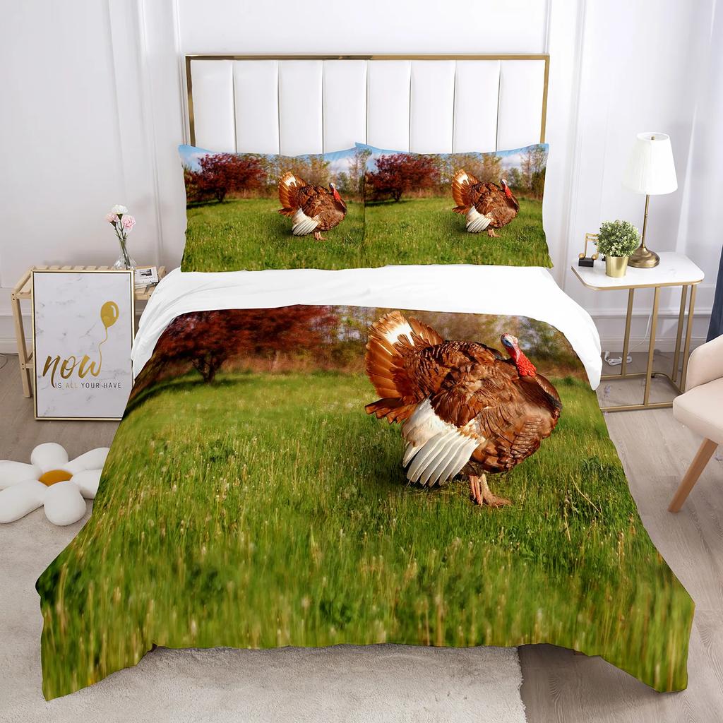 Chicken Duvet Cover Set Cool Animal Pattern Comforter Cover Funny Chicken Pattern Bedding Set Microfiber Wildlife Quilt Cover