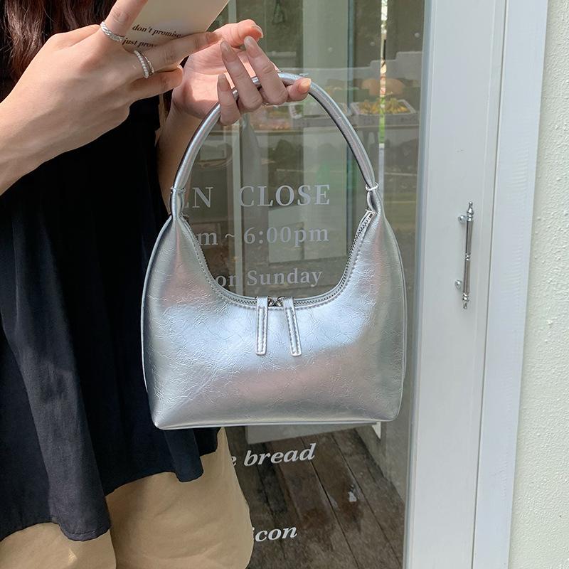 New French silver texture armpit bag women's summer texture niche shoulder bag handbag Korean ins bag