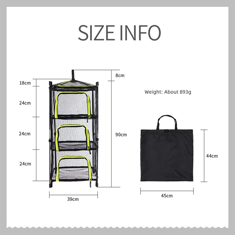 Camping Dry Net 4 Layer Foldable Drying Rack with Carry Bag Multifunctional Mesh Storage Basket for Outdoors Camping