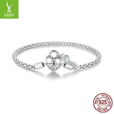 S925 Silver Heart Lock Key Basic Bracelet, Niche Versatile Gift Bracelet Jewelry For Girlfriend