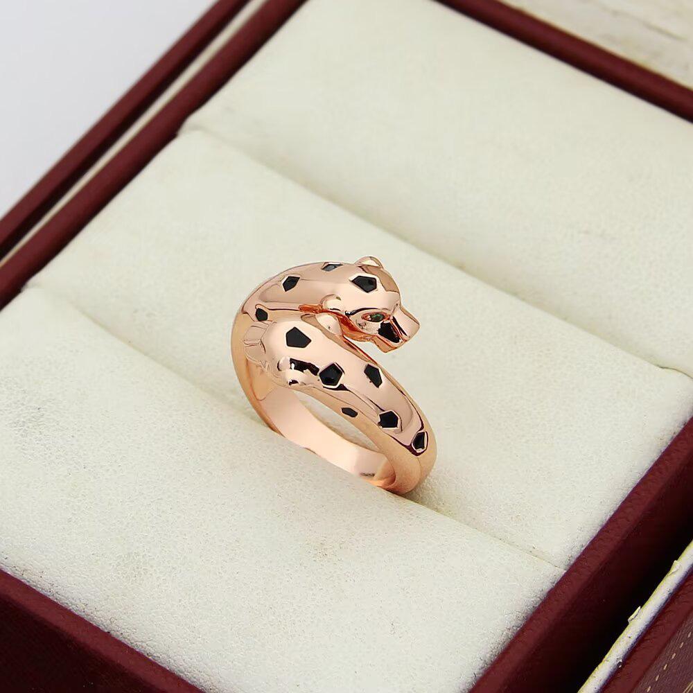 Sleek Double-headed Leopard Pattern Ring with a Dominant Black Panther Design, Crafted with Precision. Ideal for Gifting  Hypoallergenic Material
