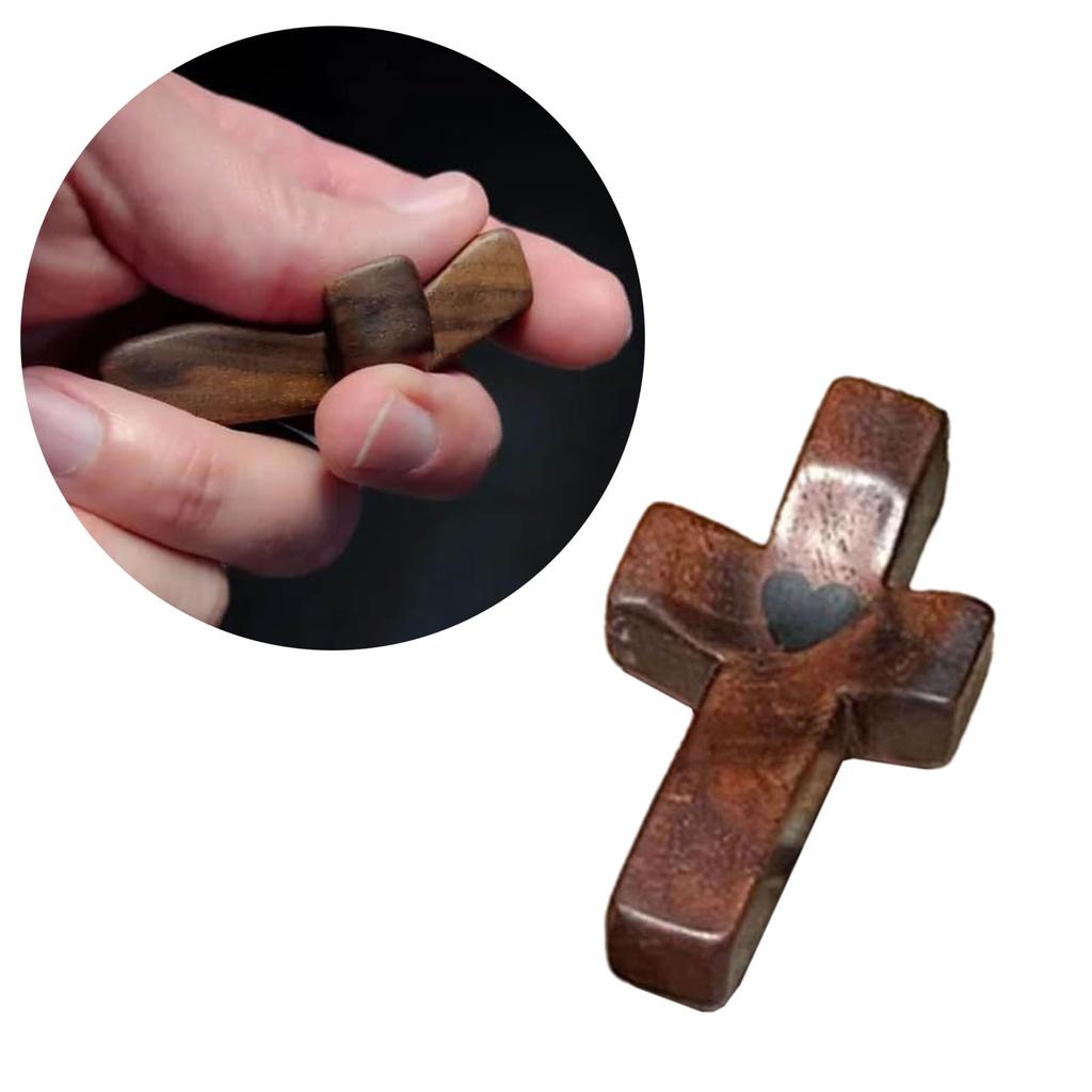 Small Wooden Comfort Cross Pocket Holding Crosses Prayer Cross Religious Gift Fingertip Stress Relief Decompression Toy