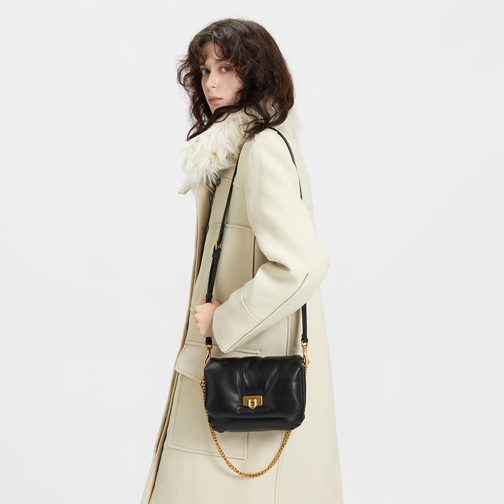 Charles & Keith Soft Chain Underarm Small Square Bag Women Shoulder Bag Black Ivory Brown CK2-80151356