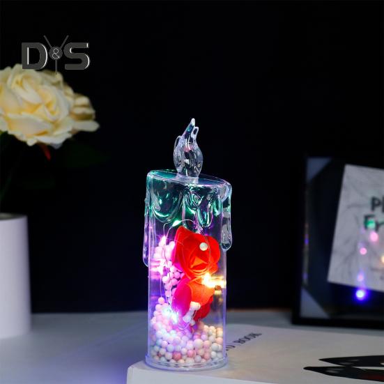 1 szt./2 szt. Wieczne kwiaty Bezpłomieniowe świece LED Migoczące świece filarowe Walentynkowe lampki nocne na ślub, dekorację domu