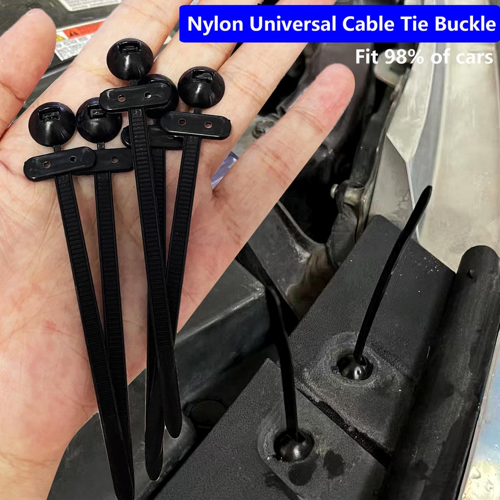 Nylon Universal Cable Tie Buckle, Push Mount Zip Ties Heavy Duty with Pin & Button Design Automotive Zipper Clips Plastic Cable Ties Tool for Car