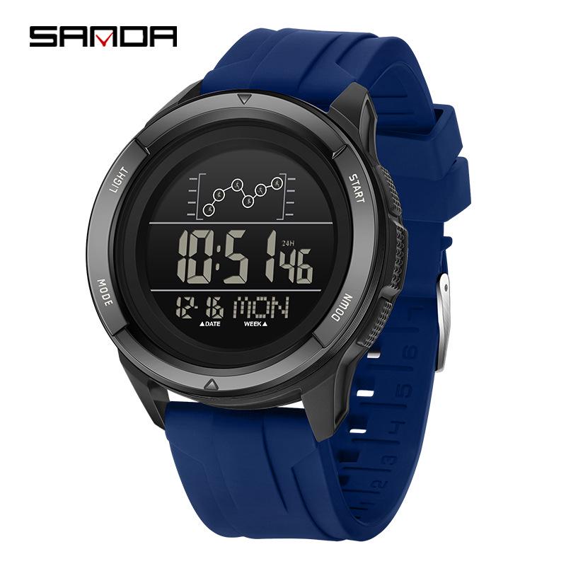 SANDA Outdoor Multifunctional Waterproof Men's Watch with Large Screen Display for Students