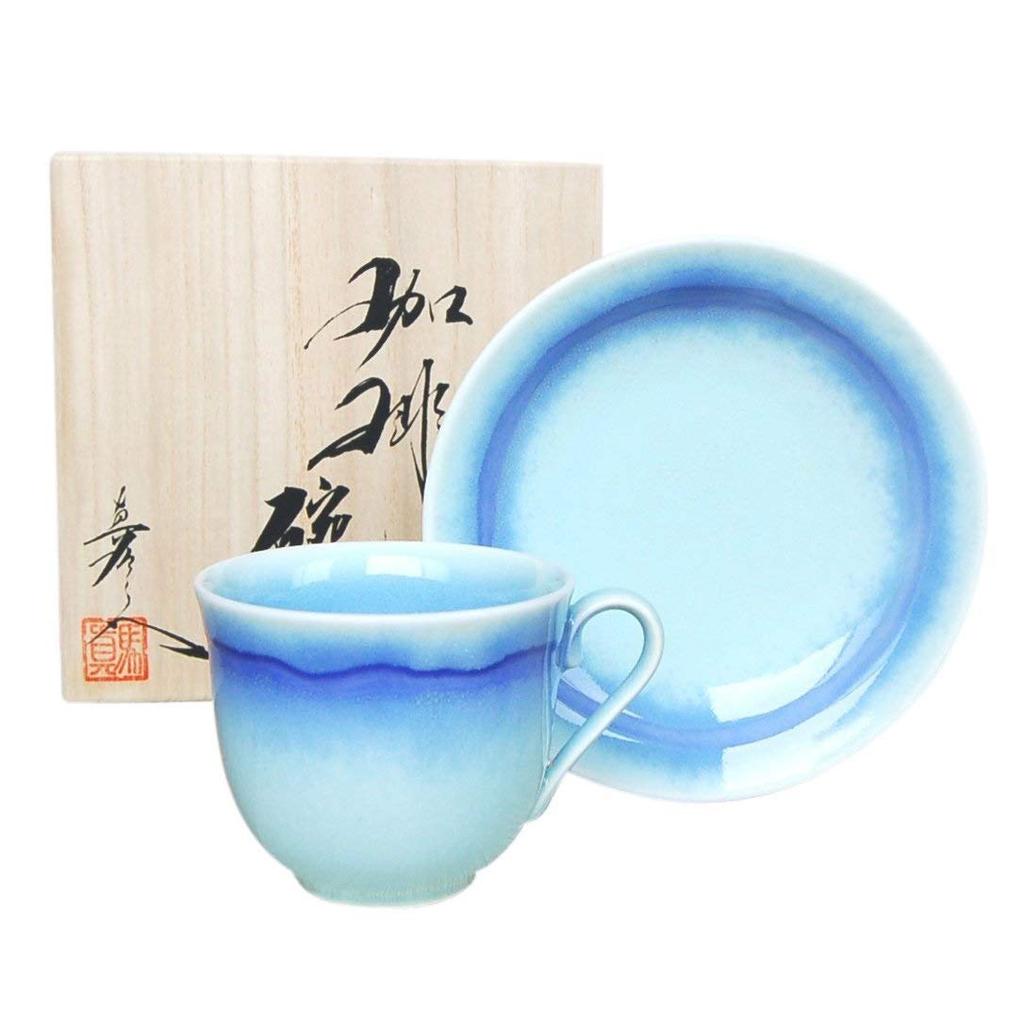 Arita Maemon Silk Road of the coffee wooden x ware, kiln, Sea, bowl, box, 146044, size 8.5 7.1cm
