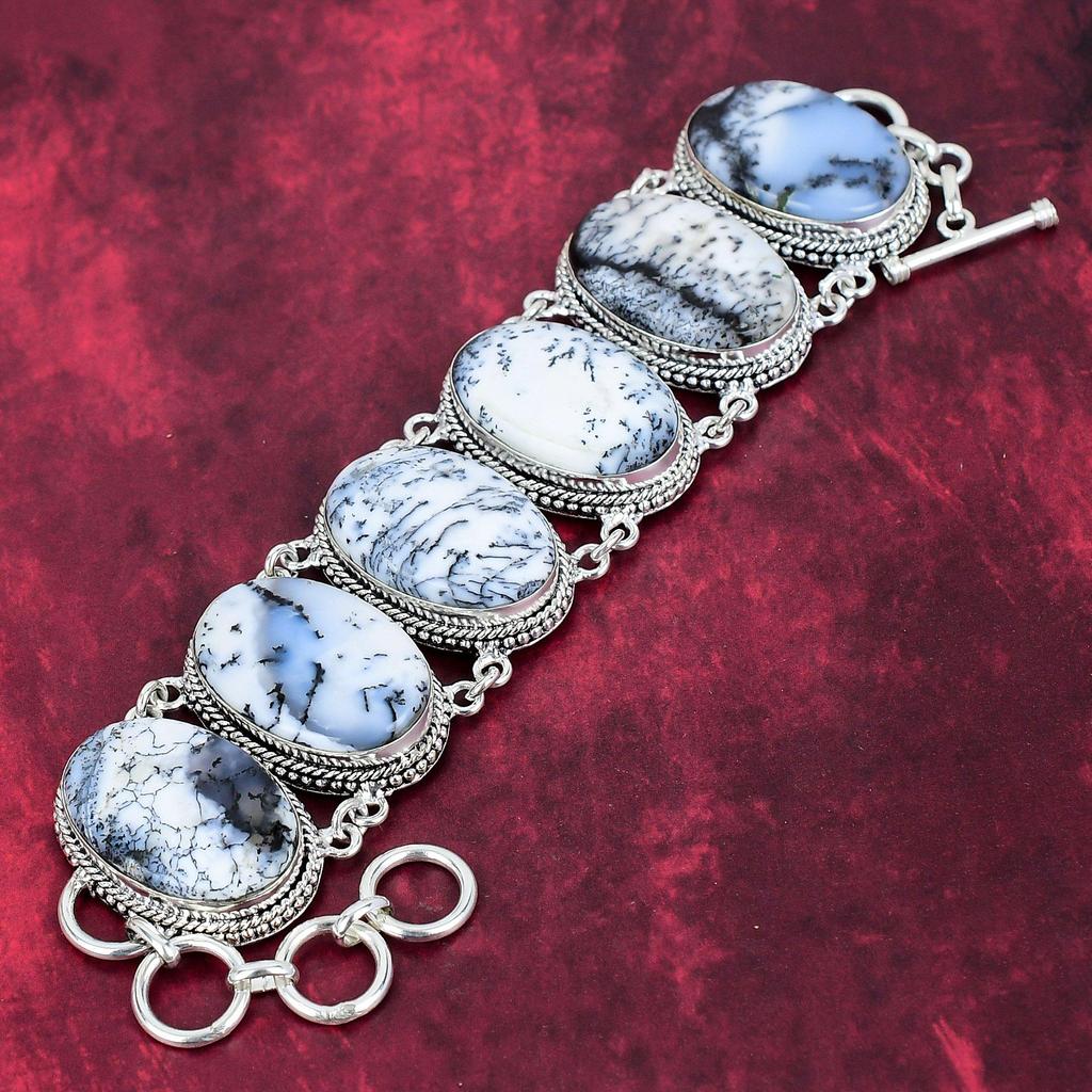 Dendrite Opal Bracelet 925 Solid Sterling Silver Gemstone Jewelry, Handmade Bracelet For Thanksgiving