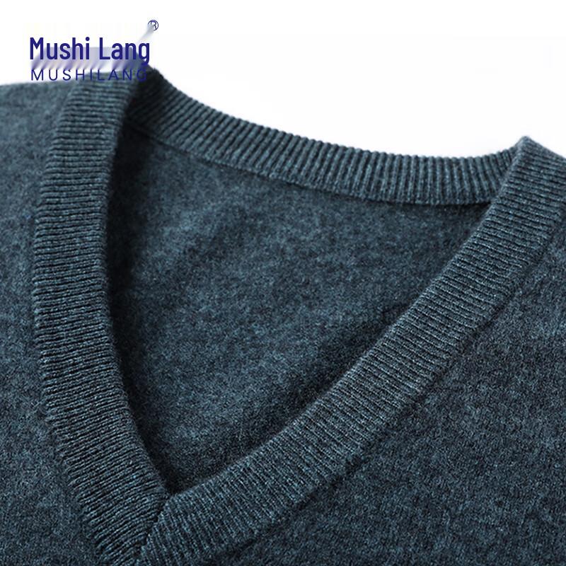 MUSHILANG Men's 100% Pure Wool V-Neck Pullover Vest