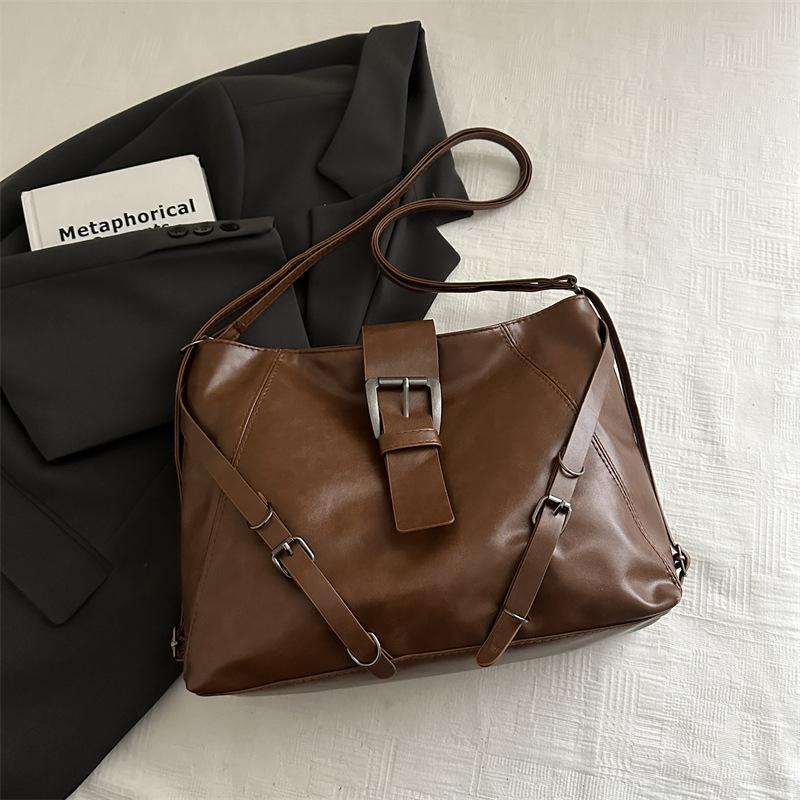 Large-capacity Simple Tote Bag, New Commuter Shoulder Oblique Span Bag, Casual Women's Retro Autumn and Winter